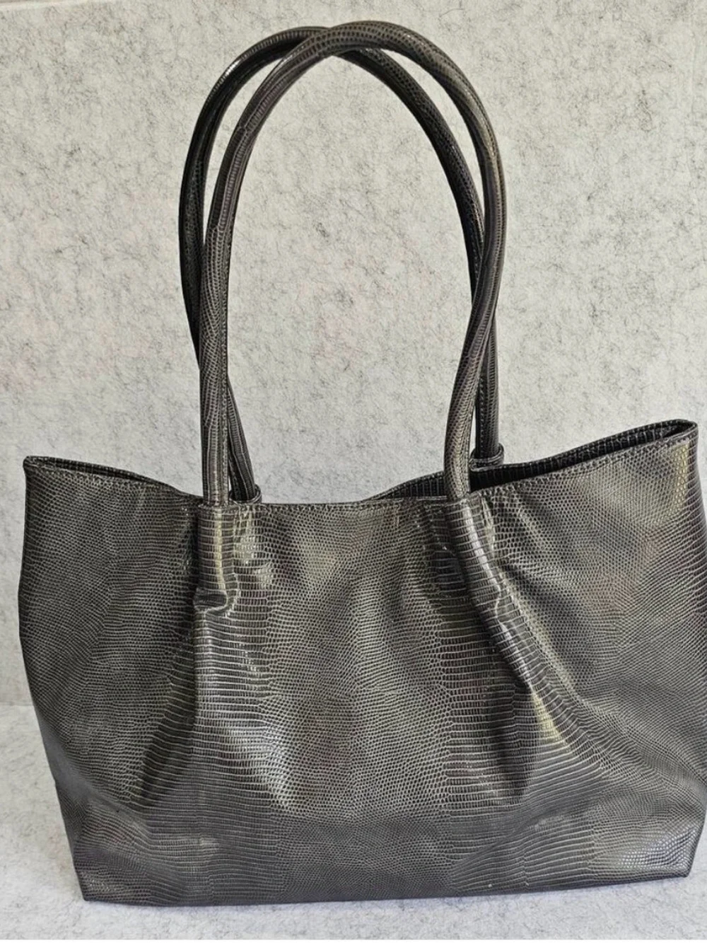 Lulu Dharma Large Gray Crocodile Tote Bag
